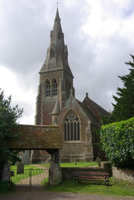 The spire of St Mary's Church rising above Stratfield Mortimer.